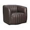 Armen Living Aries Espresso Genuine Leather Swivel Barrel Chair LCARCHES - alternate 1